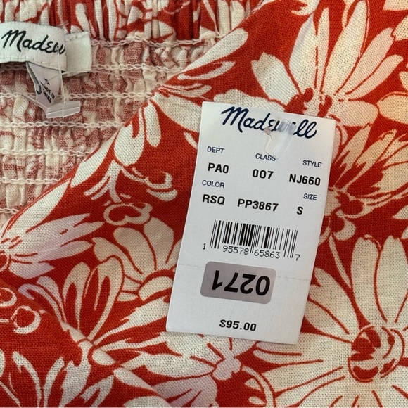NWT Madewell Anita Floral Linen Puff Sleeve Wrap Top Size S - Picture 9 of 10